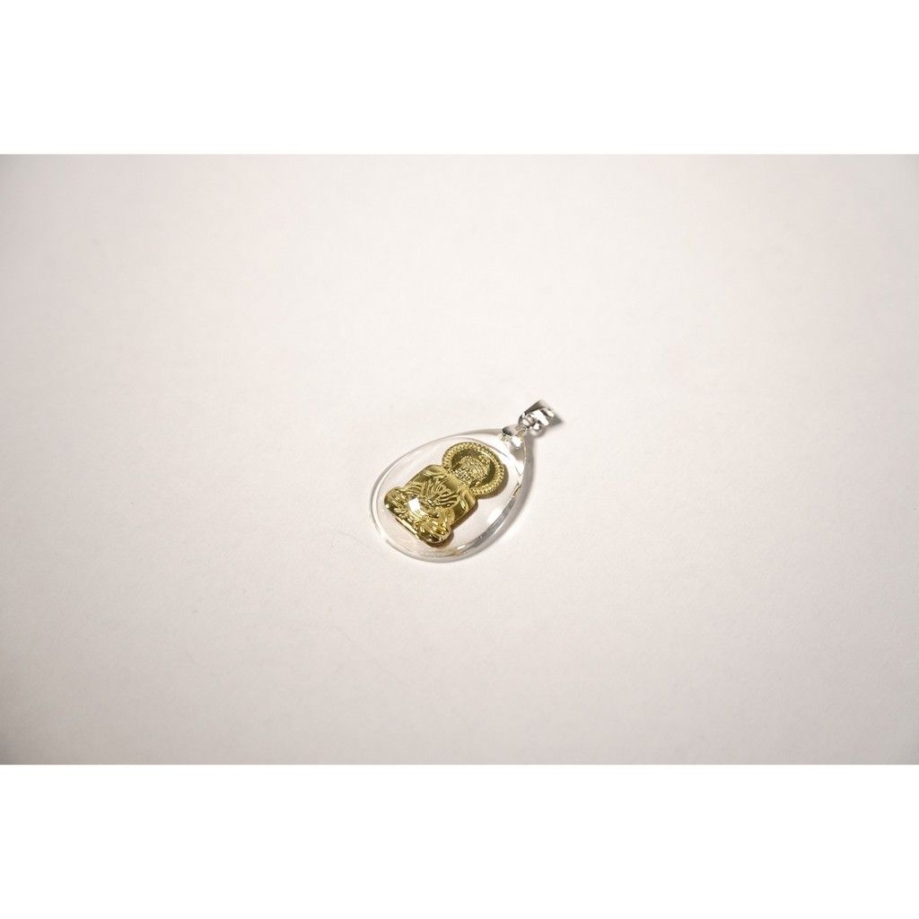 Mặt tượng dây chuyền Phật Quan Âm Bồ Tát pha lê giọt nước mạ vàng có móc inox sẵn đẹp bền | BigBuy360 - bigbuy360.vn