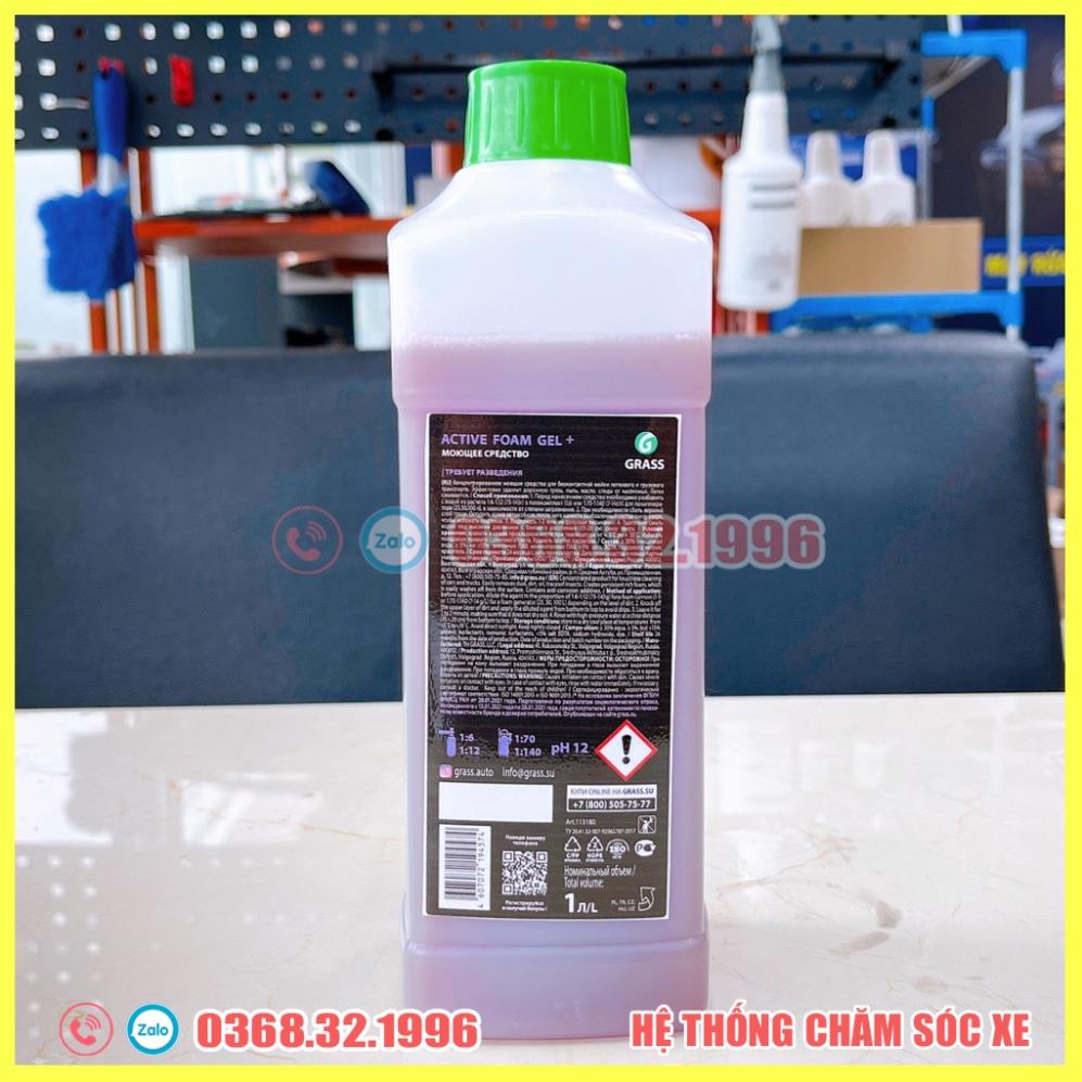 Dung Dịch Rửa Xe Không Chạm - Nước Rửa Xe Ô Tô, Xe Máy Grass  Active Foam GEL - 1L(Hàng Chính Hãng)Tặng 01 Khăn Lau Xe