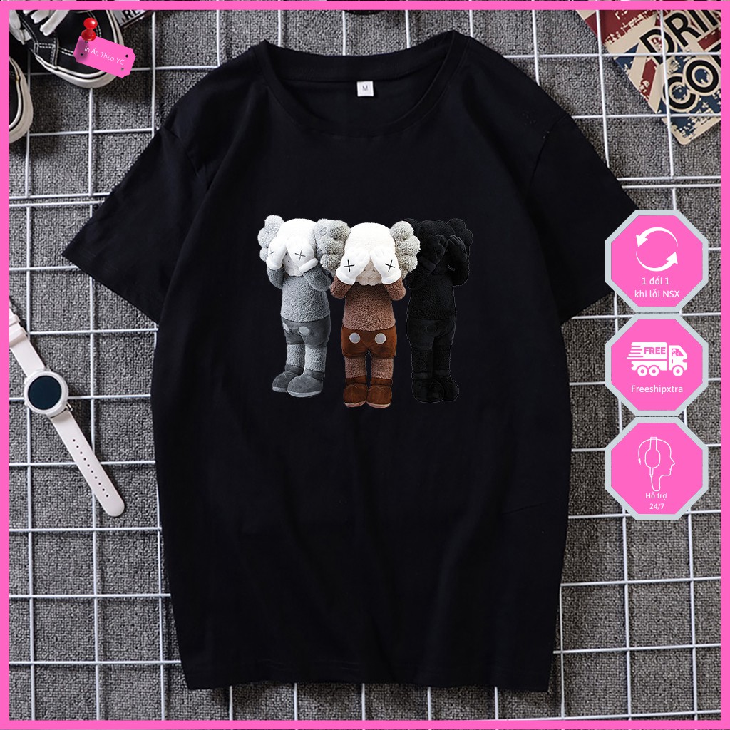 Áo thun unisex ngắn tay không cổ nam nữ đẹp KAWS (Nhận in áo thun theo yêu cầu)