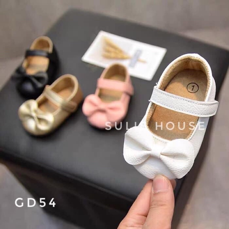 giày tập đi da mềm đính nơ - GD54