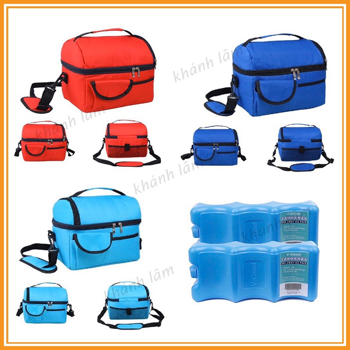 Túi Giữ Nhiệt , Giữ Lạnh Cao Cấp 2 Tầng TGN05 + 2 Đá Khô Thanh 3 Sóng