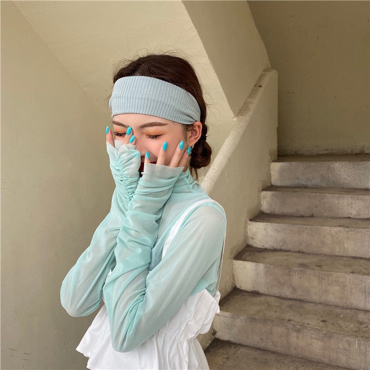 Jiashucheng Áo Kiểu Tay Dài Phối Lưới Mỏng Thời Trang Mùa Hè Xinh Xắn Cho Nữ