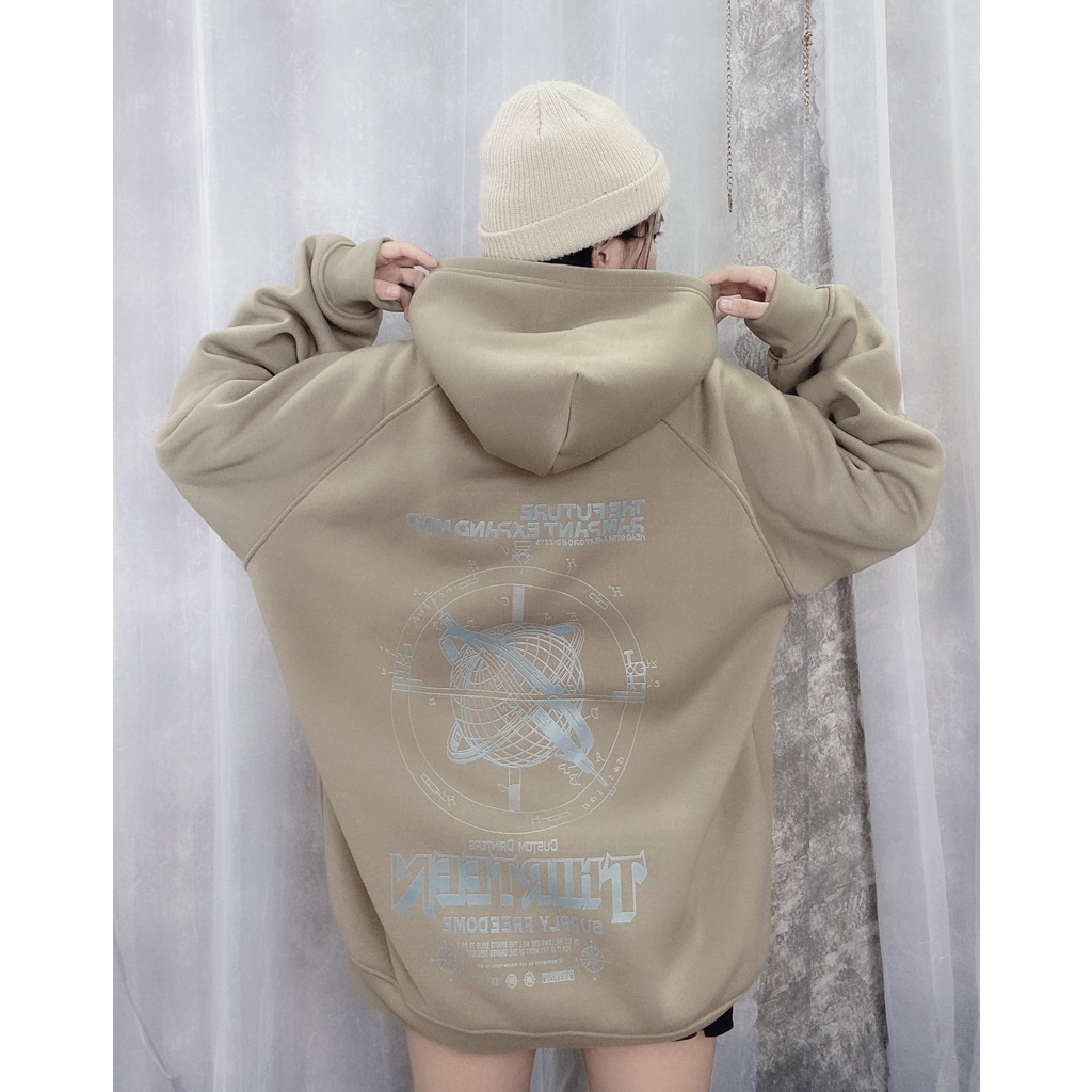 Áo Hoodie Unisex H12 THIRTEEN form rộng nỉ bông mũ 2 lớp FPLUS