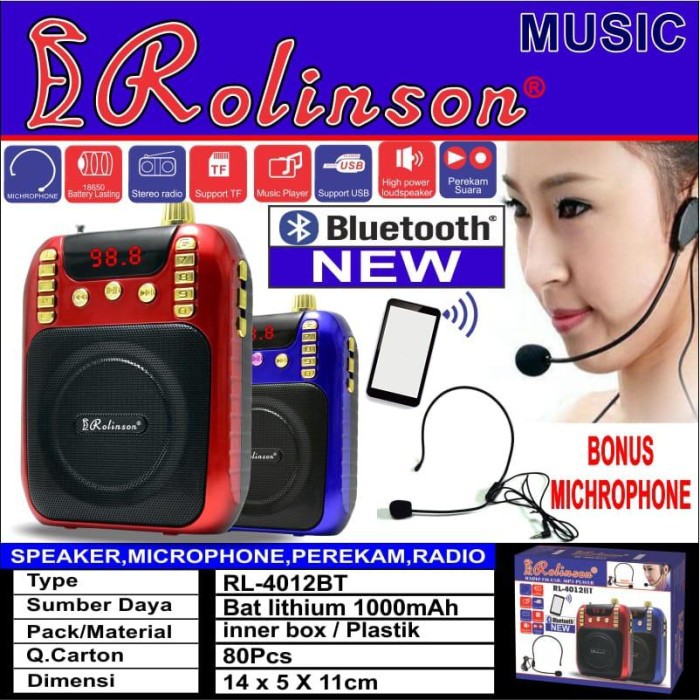 Loa Bluetooth Rl-4012bt Kiêm Máy Nghe Nhạc MP3 Có Mic