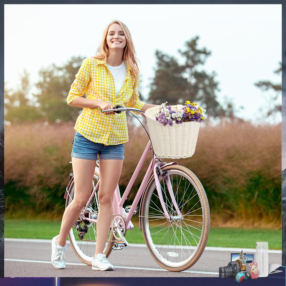 Giỏ đan mây đựng đồ gắn ghi đông xe đạp tiện lợi