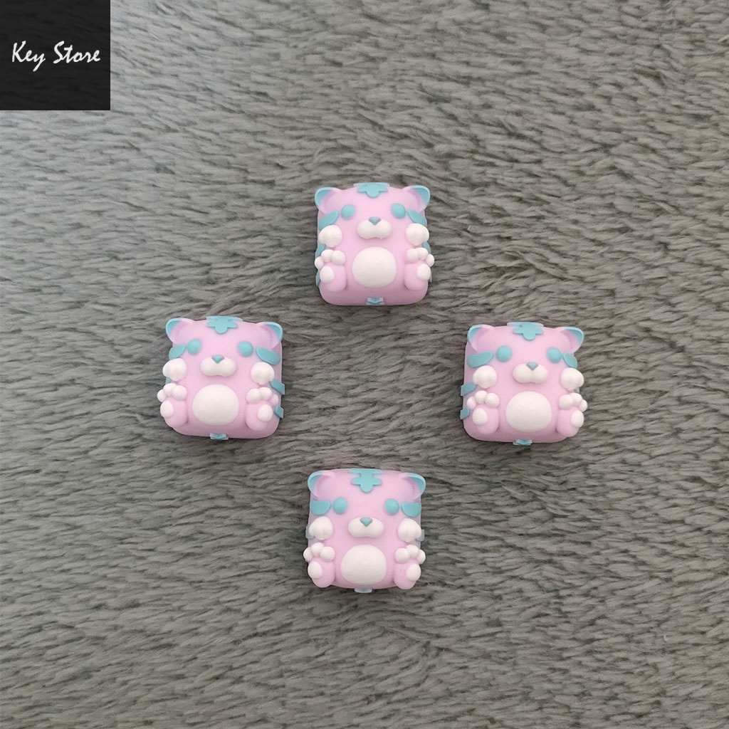Nút bàn phím cơ artisan keycap gấu tigo màu Hồng