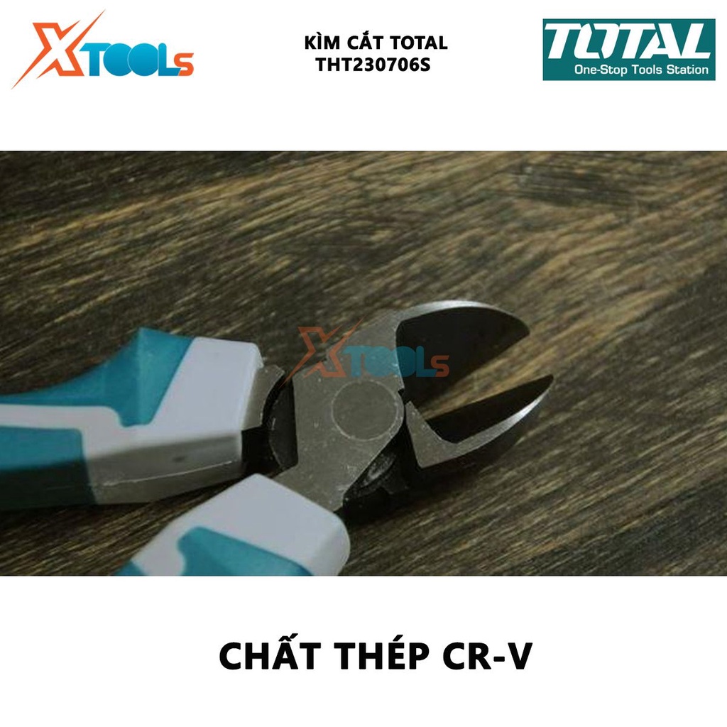 Kìm cắt cao cấp TOTAL THT230706S Kìm cắt dây điện kích thước 7&quot;/180mm, thép CR-V, tay cầm cách điện,bọc cao su chống trơ