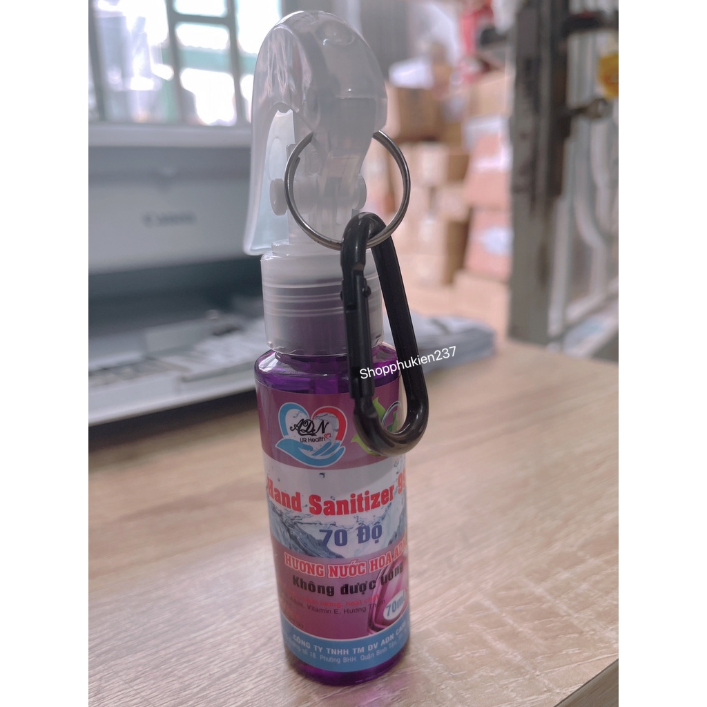 Xịt Cồn ADN Mini 70ml Có Móc Treo , Cồn Sát Khuẩn Tiện Lợi Bỏ Túi ( Có Hương Thơm )