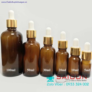 Combo 100 chai nâu 20ml ( bóp trắng khoen vàng ống thuỷ tinh)
