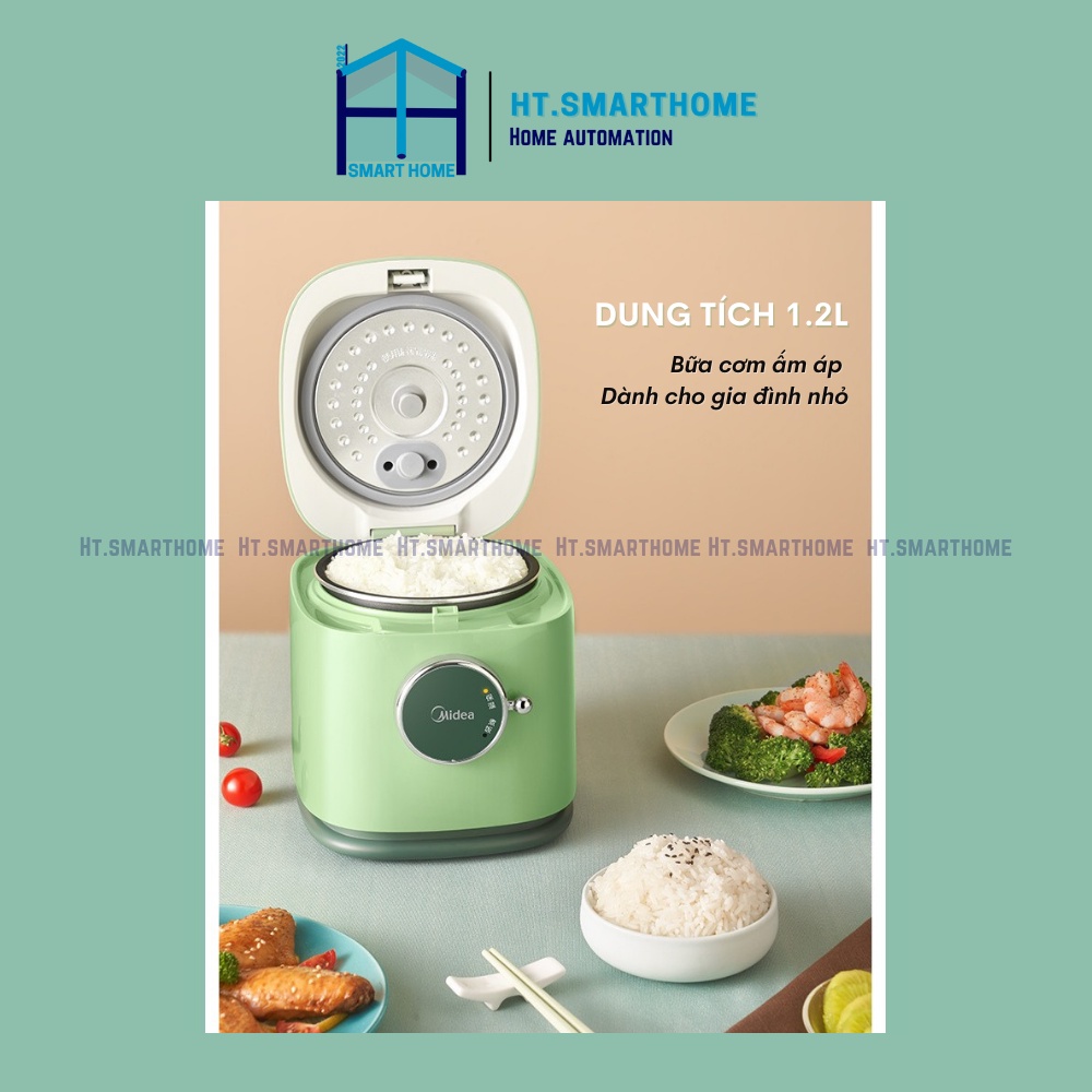 Nồi cơm điện nút gài đa năng mini Midea 418C -  Dung tích 1.2L phù hợp cho gia đình nhỏ, kiểu dáng cổ đển