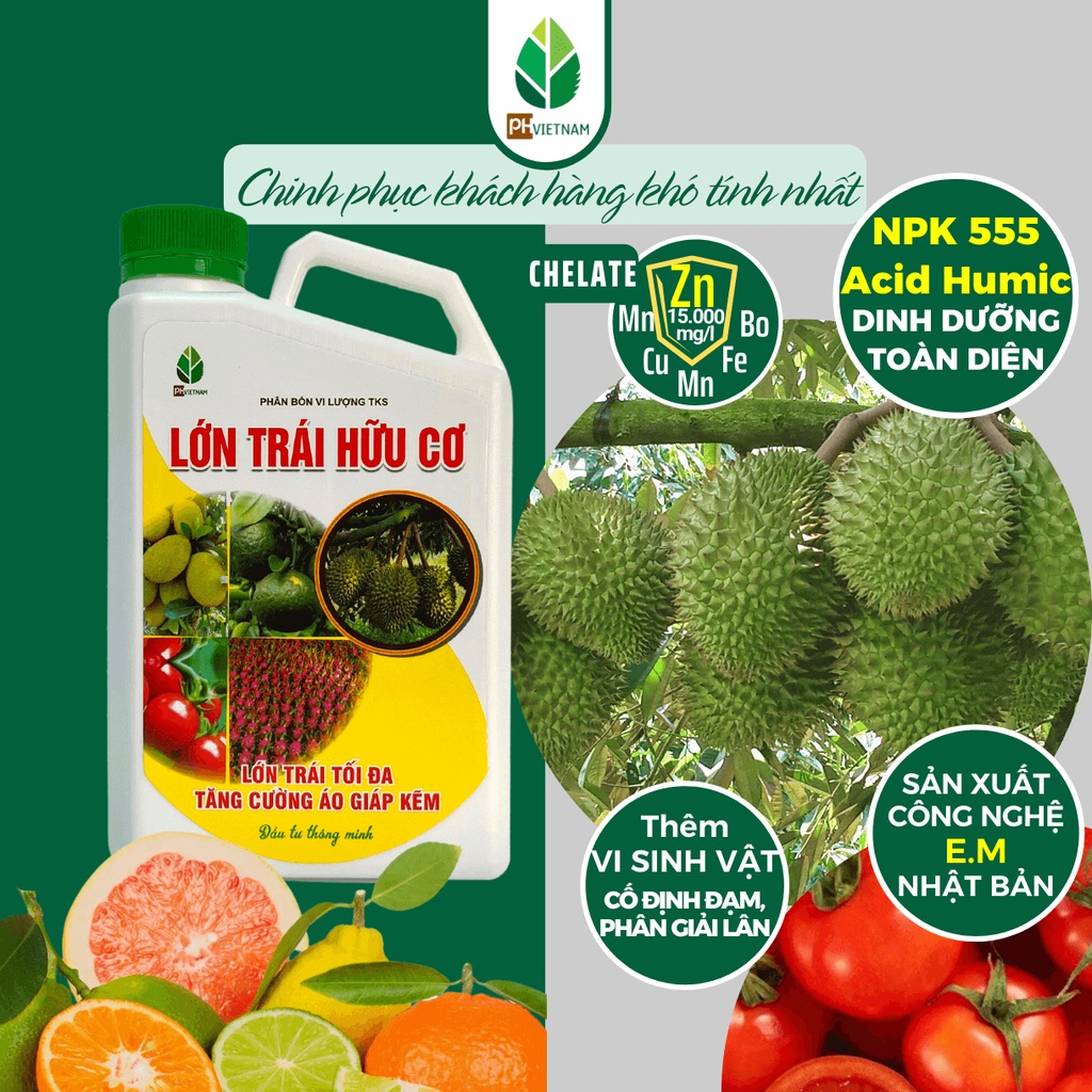 Phân Bón Lớn Trái Hữu Cơ - Trái Lớn Nhanh - Bông To Dài - Trái To Bóng - PH Việt Nam