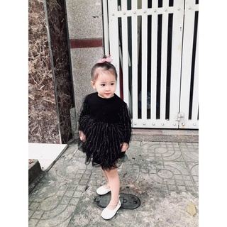Váy hai màu hồng đen cực xinh cho bé