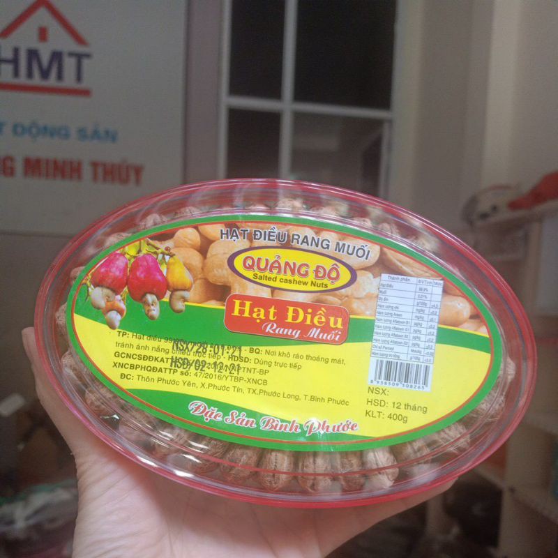 Hộp 500Gr Hạt Điều Rang Muối Nguyên Lụa Loại A Hạt To