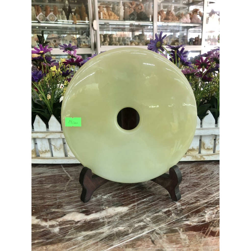 Đồng điếu phong thủy đá ngọc Onyx xanh nhạt