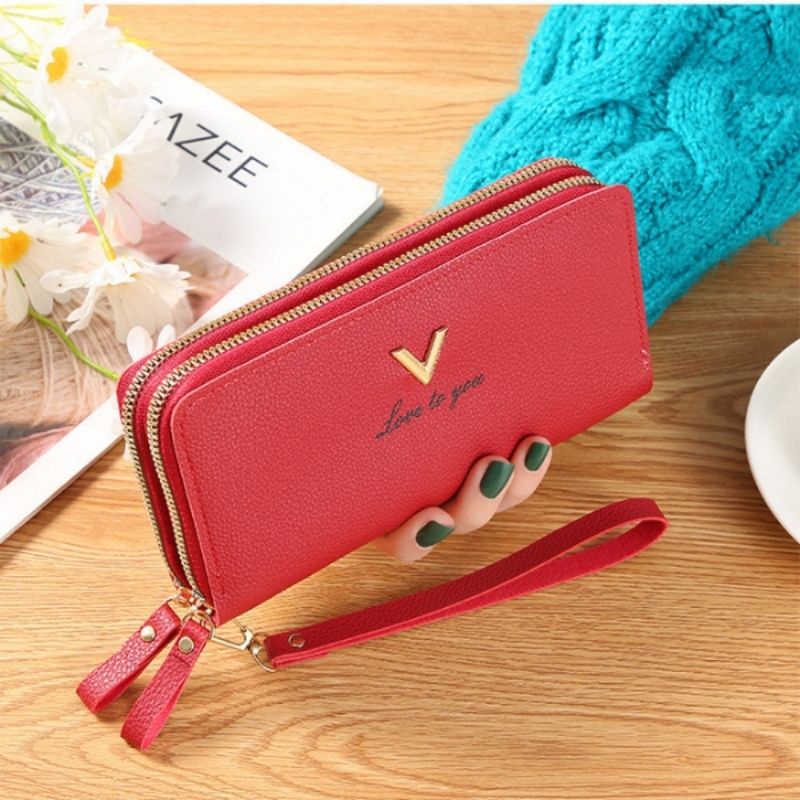 Ví nữ đẹp dáng dài cao cấp cầm tay hai ngăn khóa thời trang giá rẻ da PU VD035