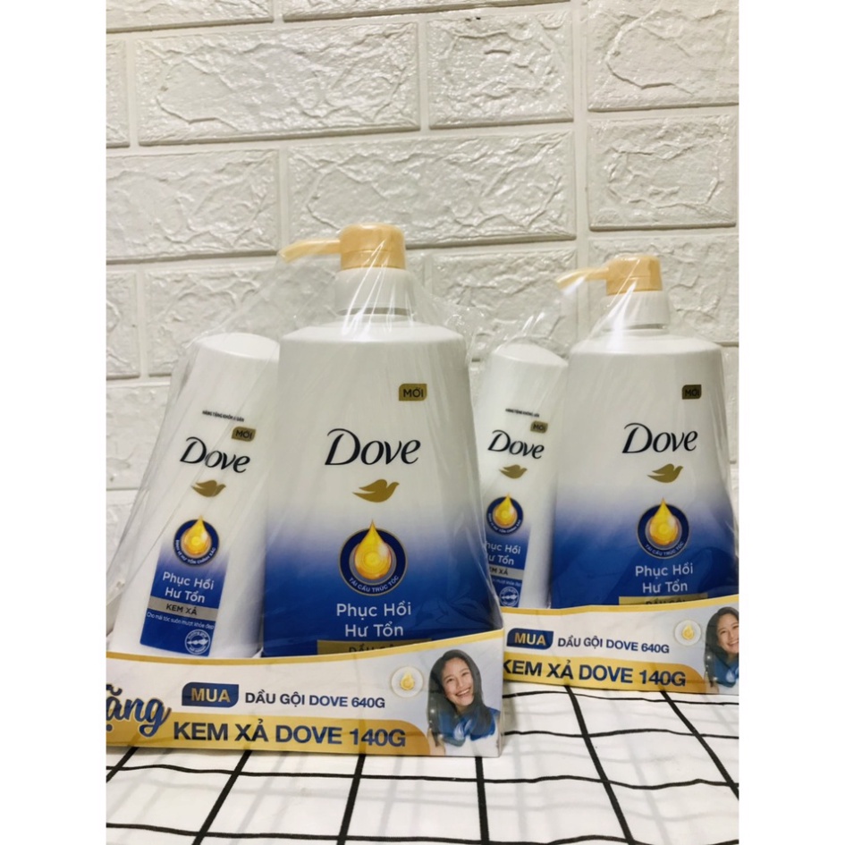 Dầu Gội DOVE Phục Hồi Hư Tổn 640g Tặng Kèm Kem Xả DOVE 140g