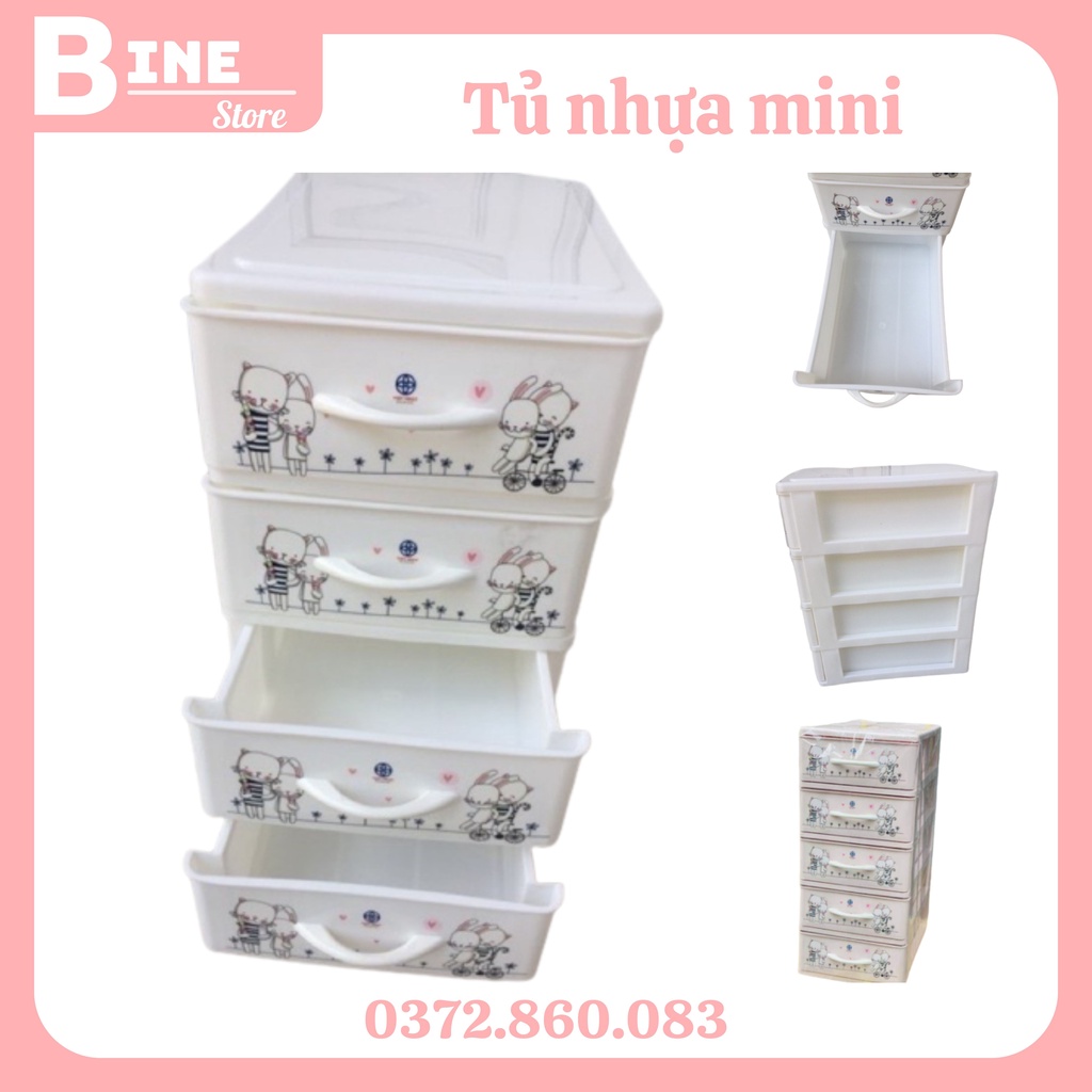 Tủ nhựa mini để đồ 3-4-5 tầng họa tiết tiện lợi