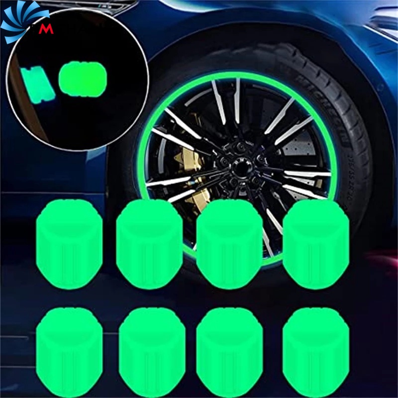 Set 1 / 4 Nắp Van Lốp Xe Hơi / Xe Máy Chống Bụi Phát Sáng Thông Dụng