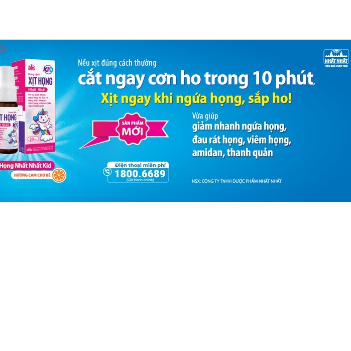 DUNG DỊCH XỊT HỌNG NHẤT NHẤT KID - Hỗ trợ giảm các triệu chứng viêm đường hô hấp.