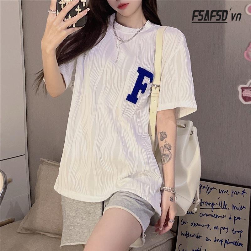 Áo Thun Nữ Ngắn Tay Dáng Rộng Xếp Li