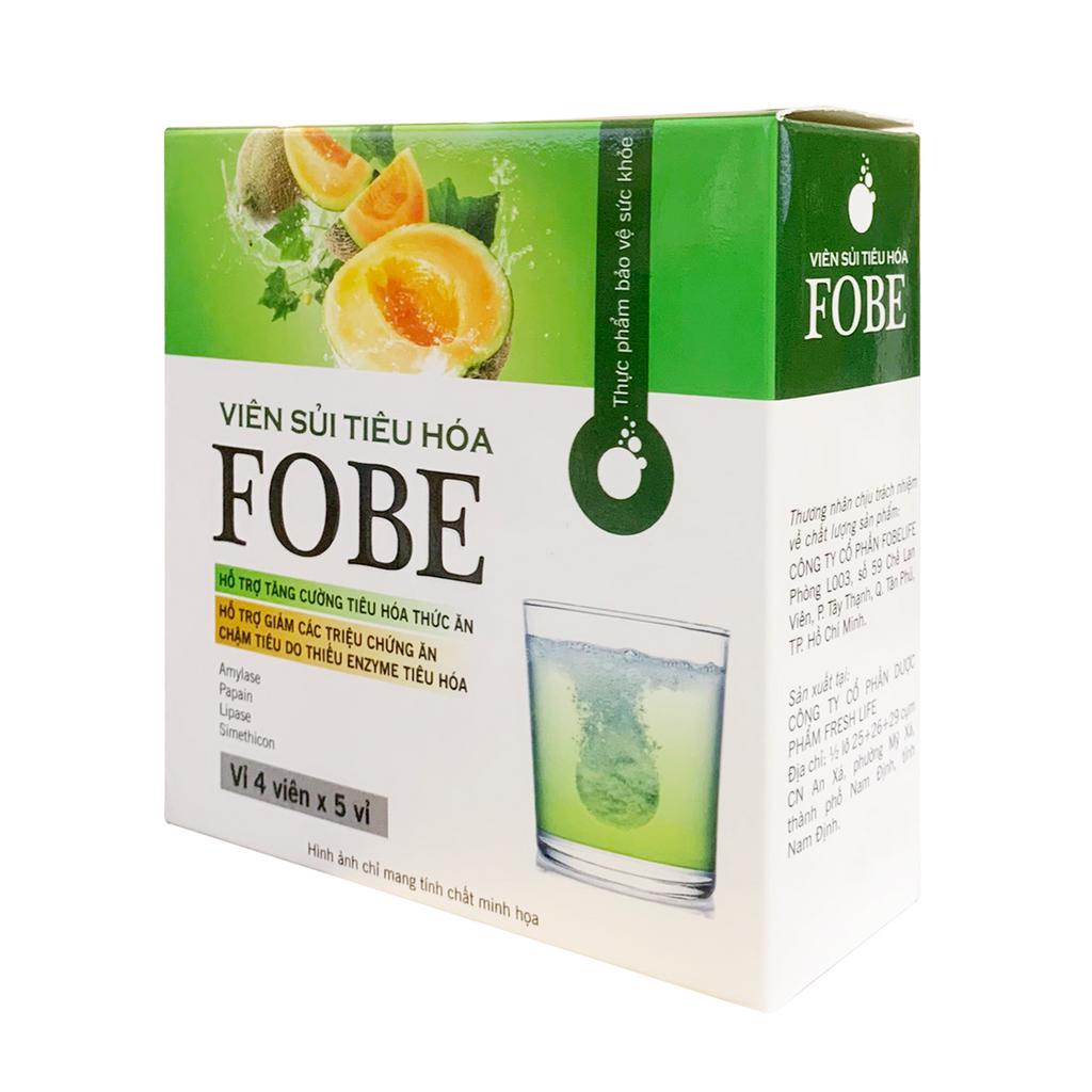 Viên sủi hỗ trợ tiêu hóa, giảm đầy hơi, khó tiêu FOBE 20 Viên Sủi / Hộp