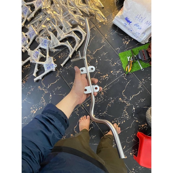 Compo chống đứng/ chống nghiêng/ đạp thắng/ gác máy inox 304 cho Xe Wave/Dream/Future