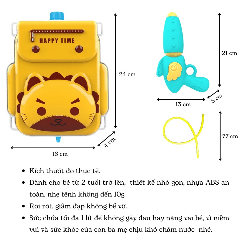 Balo súng nước đồ chơi 2l làm đồ chơi cho bé trong mùa hè giúp bé tránh xa các thiết bị điện tử