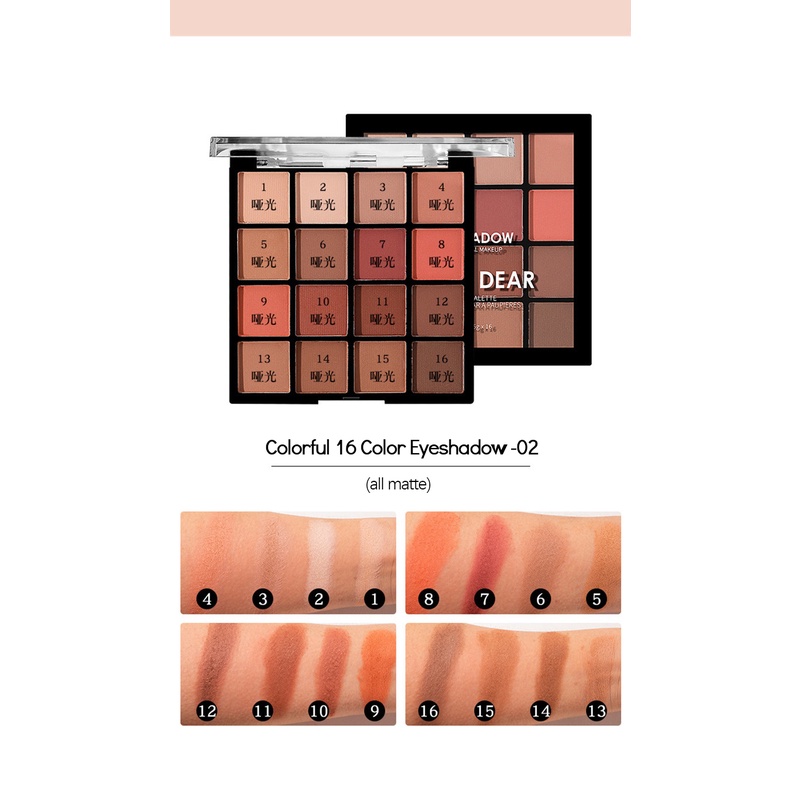 Bảng phấn trang điểm mắt ANNIES 16 màu sắc lì ánh ngọc trai chống thấm nước đa năng