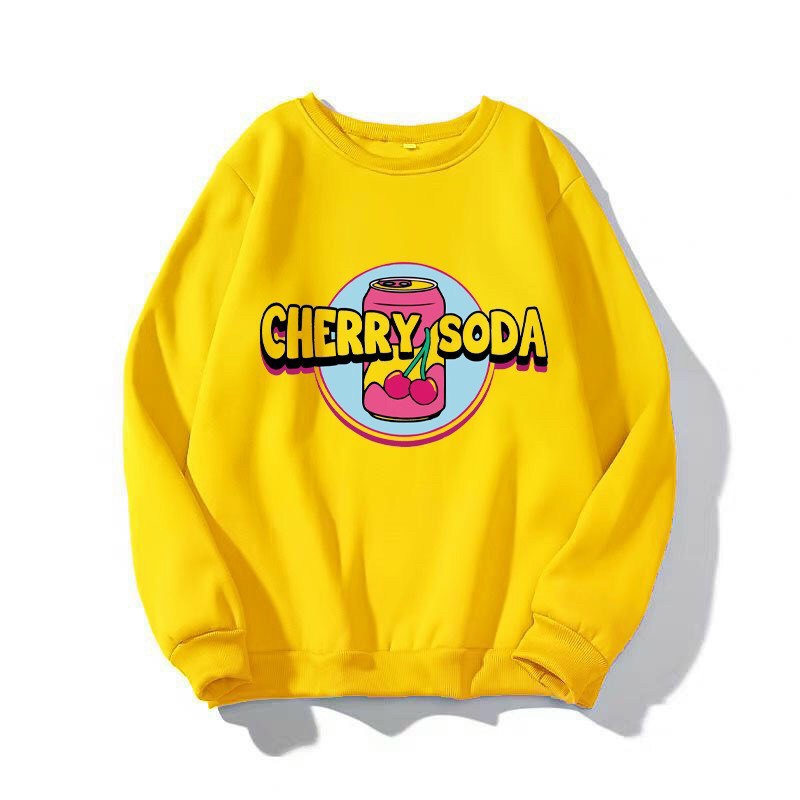 [HCM] (40-70kg) Áo sweater unisex chất nỉ bông mỏng. S38-cherry soda