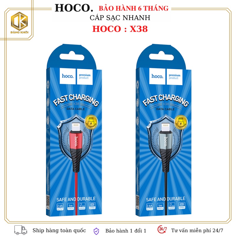 Cáp sạc dây dù HOCO X38 Sạc nhanh cho i-Phone iPad Air-Pods TypeC Micro Chính hãng-bảo hành 6 tháng
