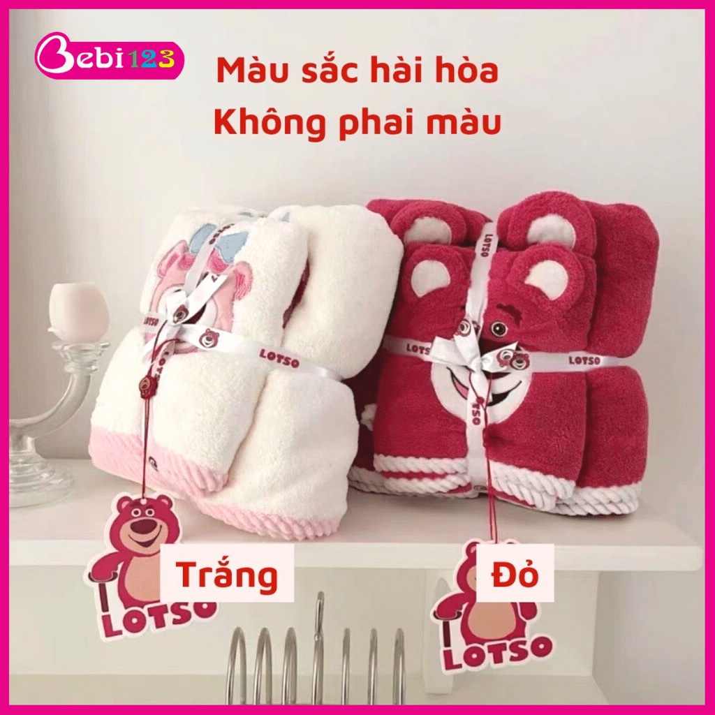 Set 2 khăn tắm Gấu Dâu Lotso siêu cute cho bé