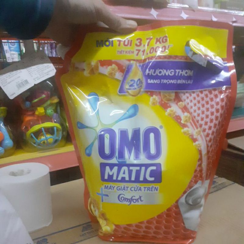 Nước giặt Omo matic+comfort máy giặt cửa trên túi 3.7kg