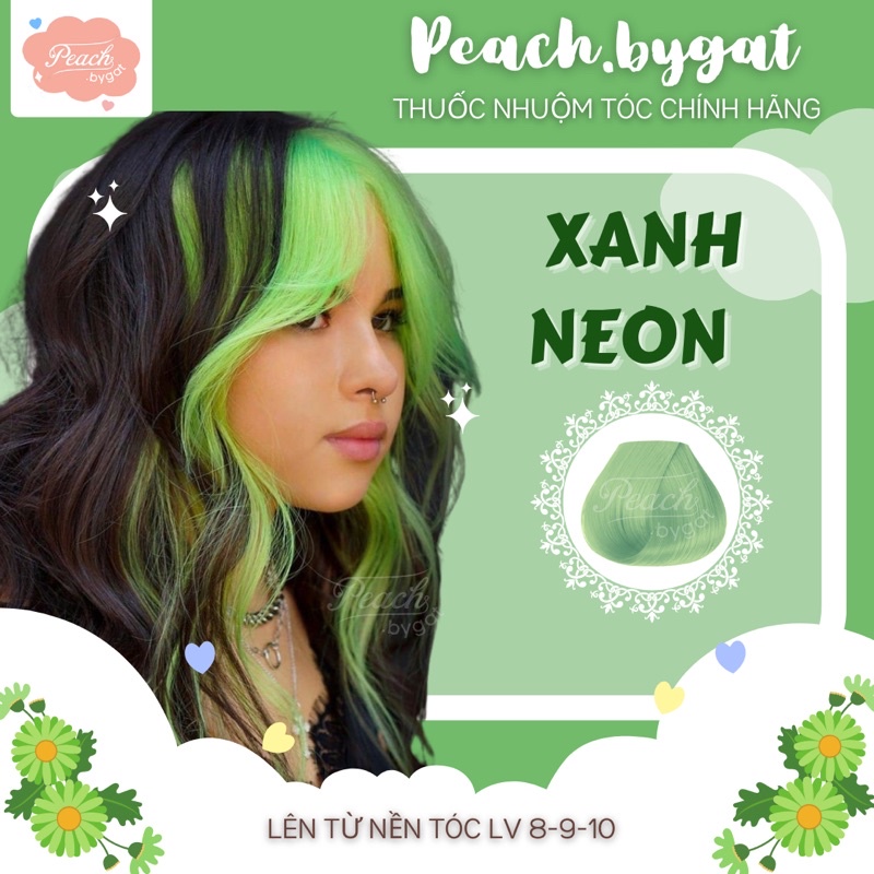 Thuốc nhuộm tóc XANH NEON cần dùng thuốc tẩy tóc của Peach.bygat