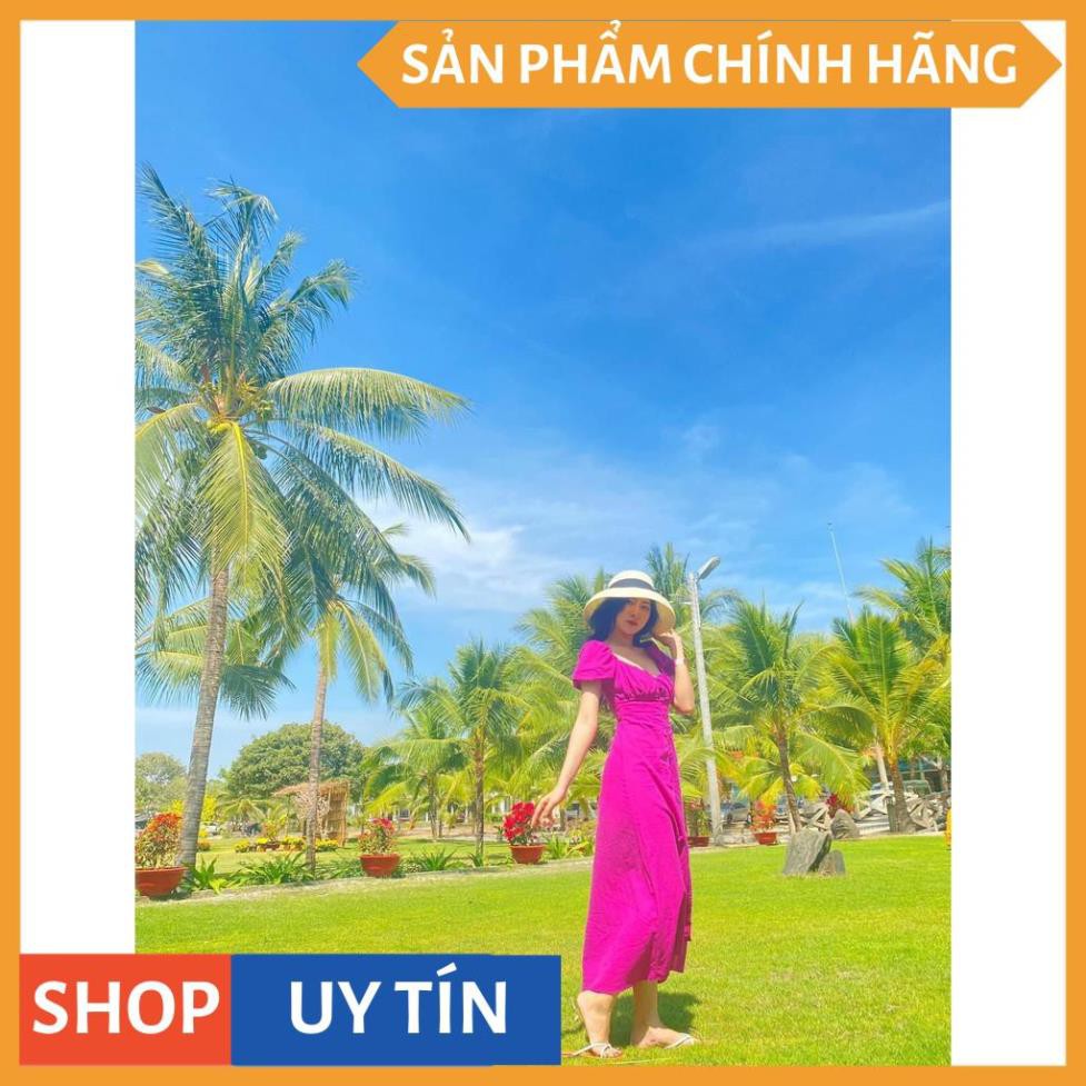 Đầm maxi tay bồng phối nút màu hồng sen xinh xắn - Pink Dress | BigBuy360 - bigbuy360.vn