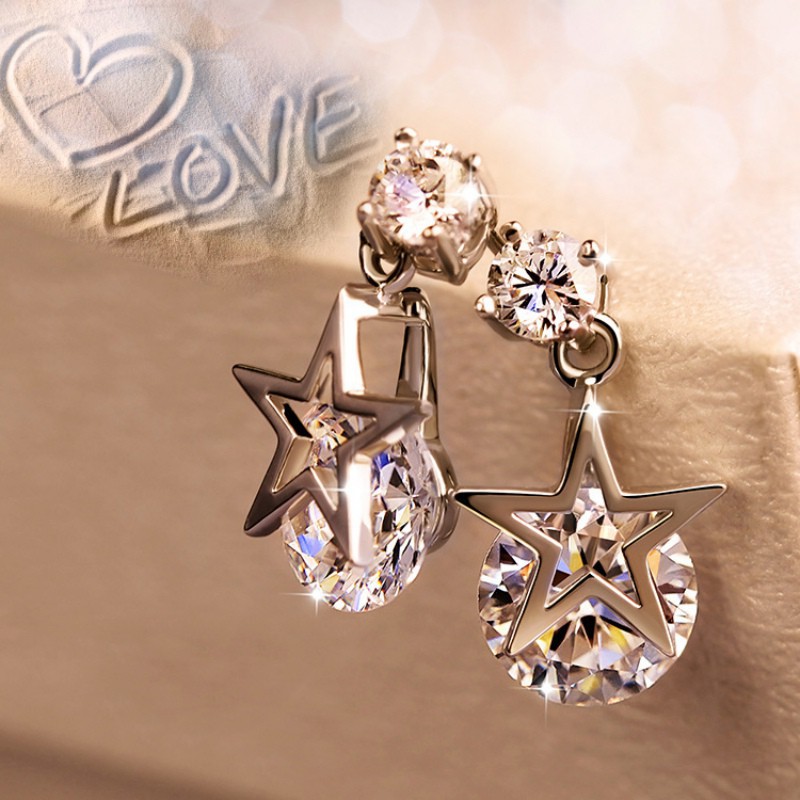 Khuyên Tai Ngôi Sao Đính Pha Lê Nhã Nhặn