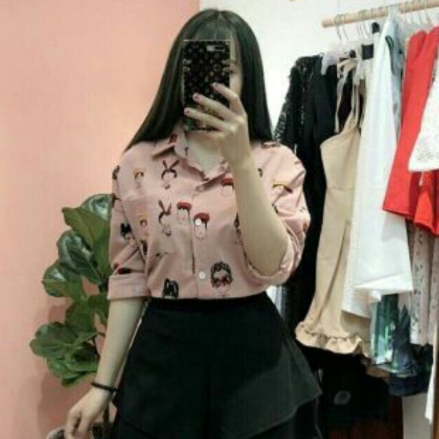 Áo sơ mi in chất kate lụa