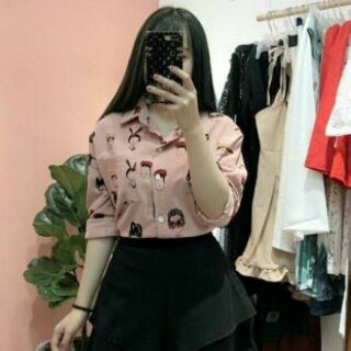 Áo sơ mi in chất kate lụa