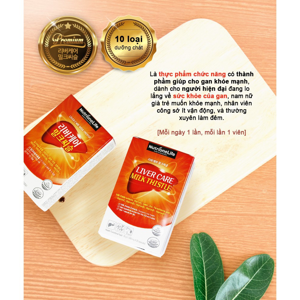 Viên Uống Giải Độc, Hổ Trợ Chức Năng Gan NutrioneLife Liver Care Milk Thistle Hàn Quốc (Hộp 30 Viên)