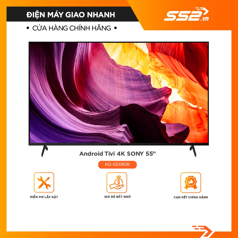 Android Tivi 4K Sony KD-55X80K-Bảo hành chính hãng