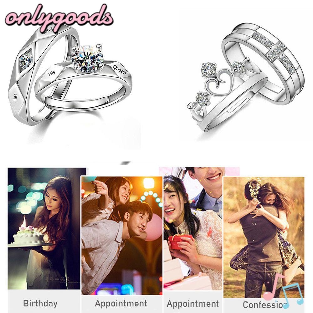 1 Cặp Nhẫn King Queen Cho Cặp Đôi Ngày Valentine|Trái Tim Mạ