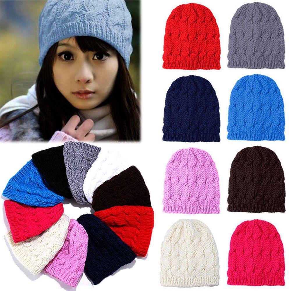 Mũ Beanie Dệt Kim Màu Trơn Dễ Thương Cho Nam Nữ