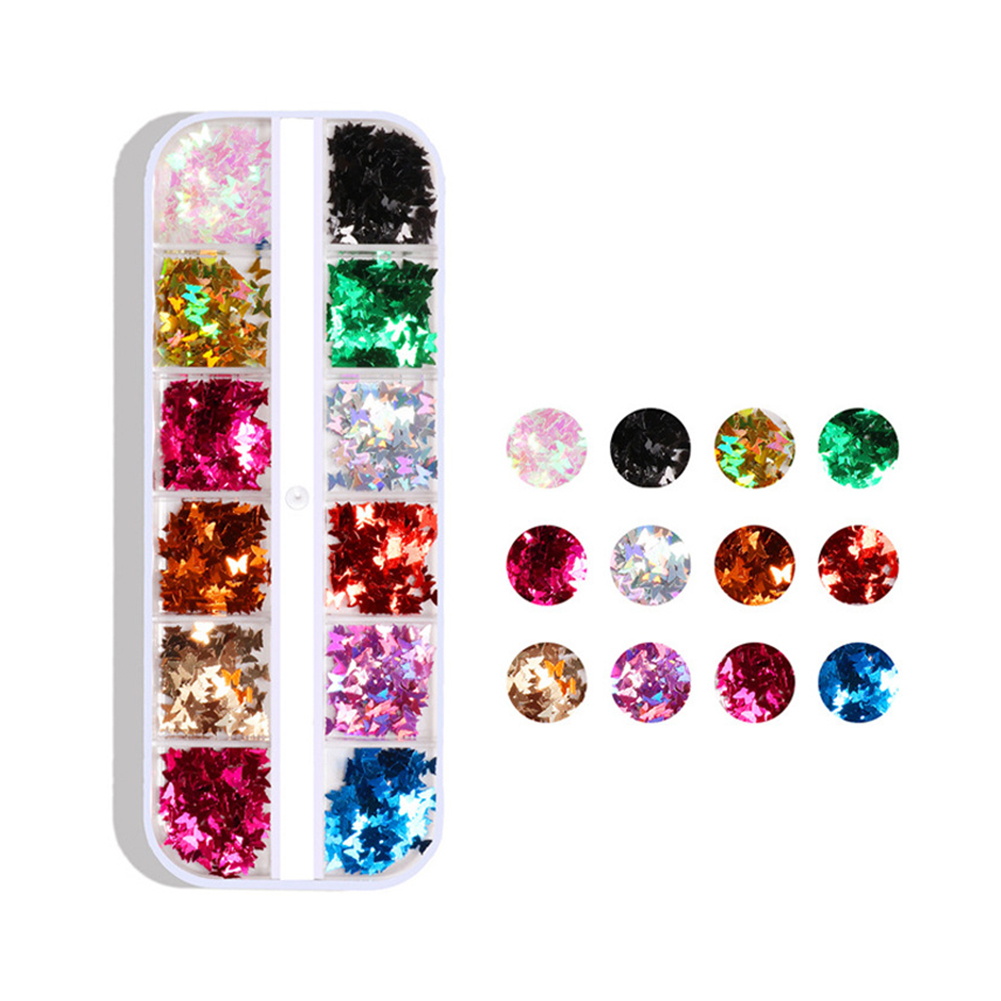 [Hàng mới về] Set 12 Hộp Phụ Kiện Trang Trí Móng Tay Hình Bướm Xinh Xắn