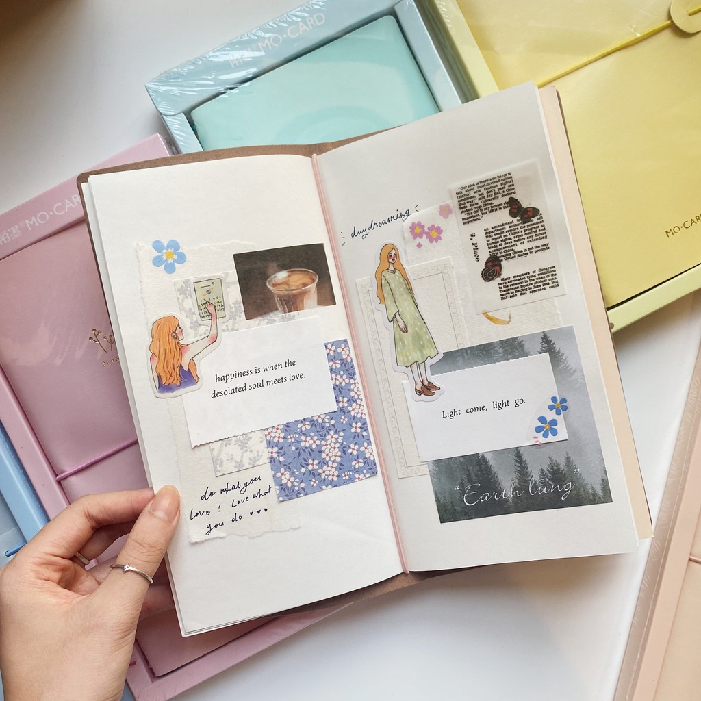 Sổ da vintage Traveler's Notebook màu pastel xinh xắn gồm nhiều loại lõi khác nhau, đa dạng