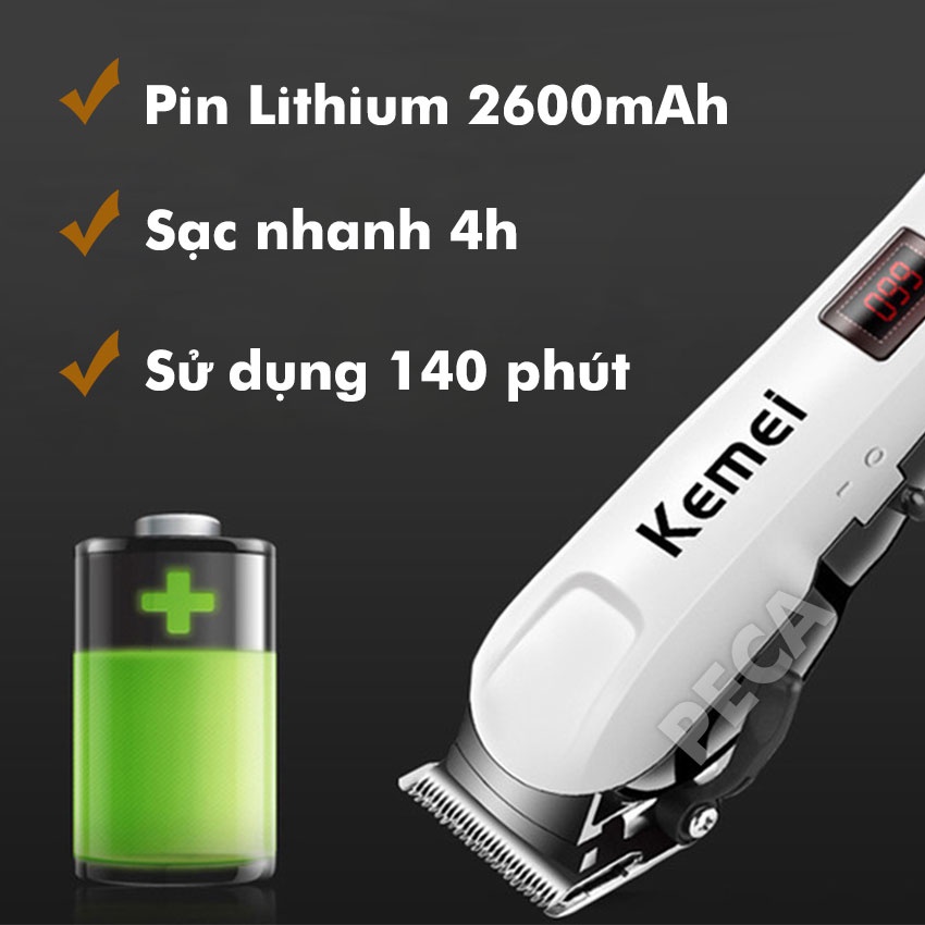 Tông Đơ Cắt Tóc Chuyên Nghiệp Không Dây KEMEI KM-809A Tặng Bộ Kéo Hàng Chính Hãng