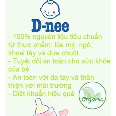 Nước Rửa Bình Sữa Dnee,Rửa Núm Vú, Trái Cây, D-NEE ORGANIC, Bịch Dung Tích 600ML