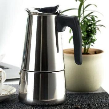 Máy Pha Cà Phê Definite Mocha Latte Percolator Bằng Thép Không Gỉ 300ml (6 Cốc) Df3;