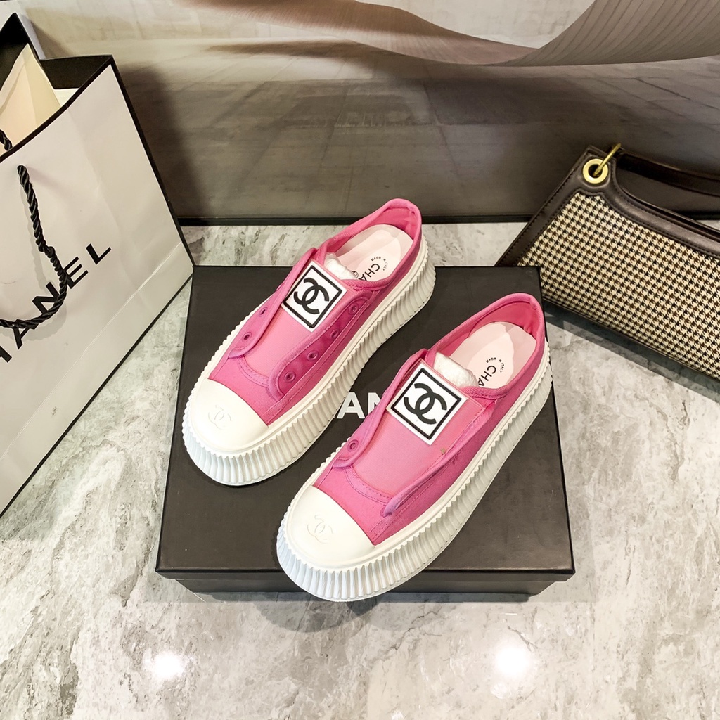 Giày canvas chanel đế dày tăng chiều cao thời trang cho nữ 2021
