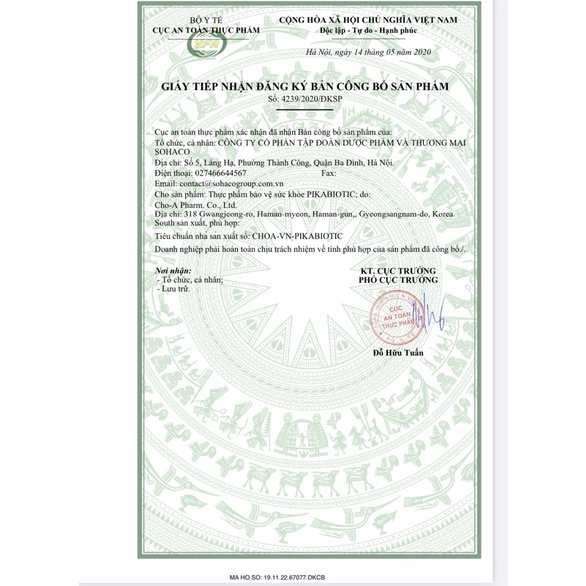 Men vi sinh Pika Biotic 19 chủng bào tử Hàn Quốc