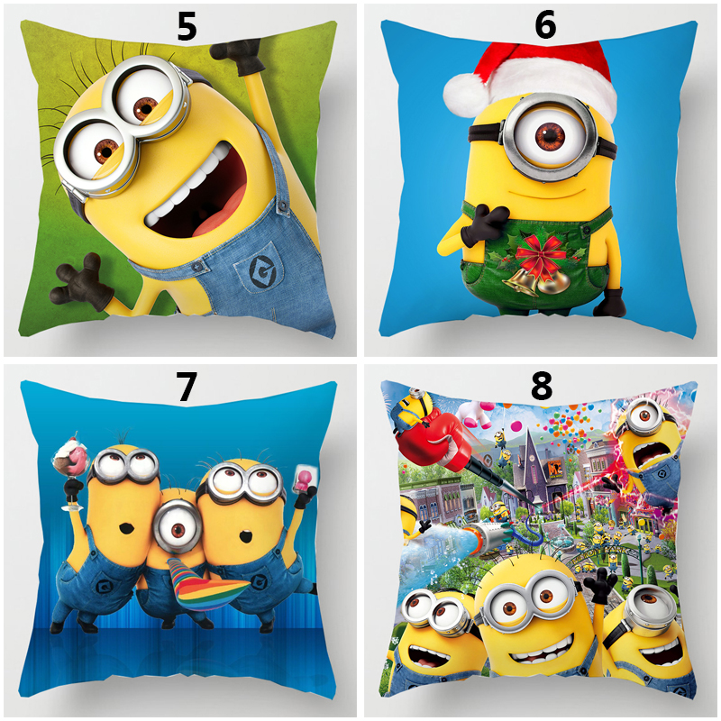 Vỏ Gối Đơn Mặt In Hình Minion Hoạt Hình Dễ Thương 45*45cm