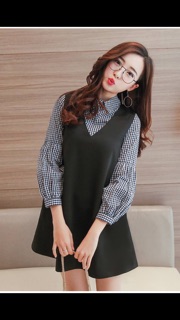 Đầm caro phối giả yếm